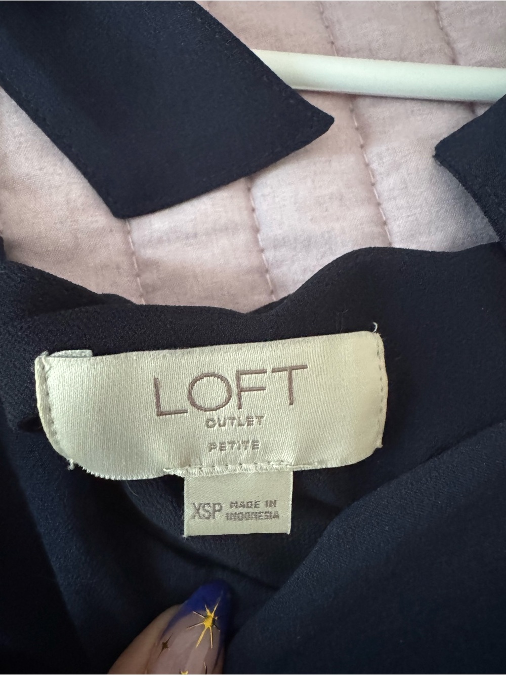 LOFT Navy Petite Dress with Bow Straps - Picture 4 of 4